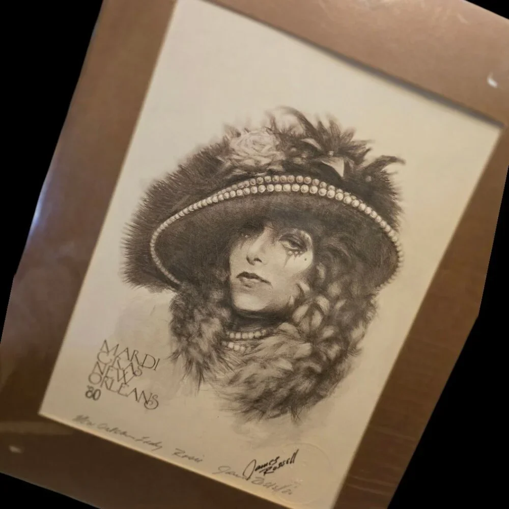 1980 JAMES RUSSELL signed and embossed sealed Mardi Gras Print, New Orleans